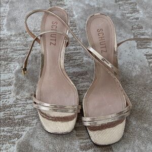 Schultz Gold Strappy Heels NWT